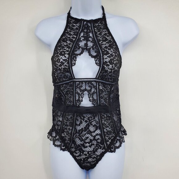 NWT Victoria's Secret Halter Neckline Low Back Lace One Piece Romantic Lingerie - Picture 1 of 11